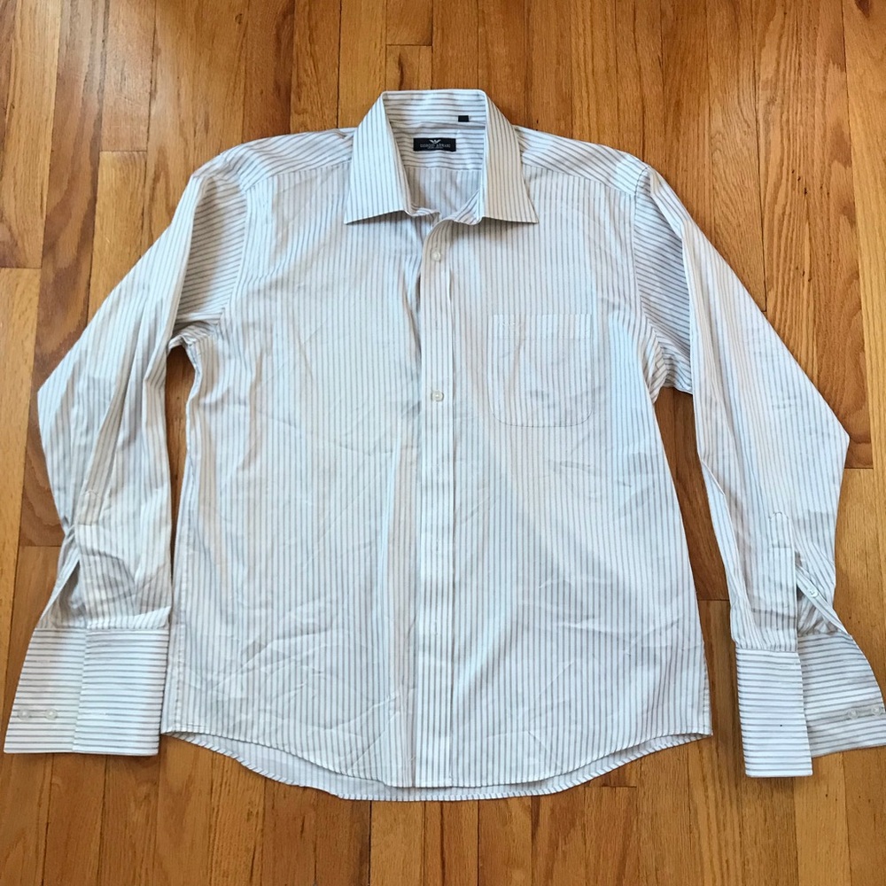 Giorgio Armani White Striped Dress Shirt 18